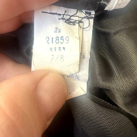 Vintage 80s Ruched Black Gold Metallic Mini Dress Long Sleeve Sheath Size 7 8 - Picture 11 of 12